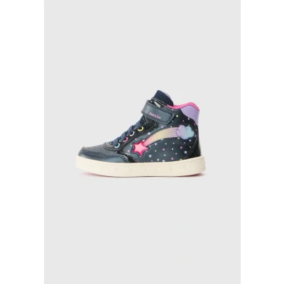 Image of Geox J Skylin Hightop trainers navy/multicoloured for kids, Size: 11.5K, Navy/multi/coloured shoes