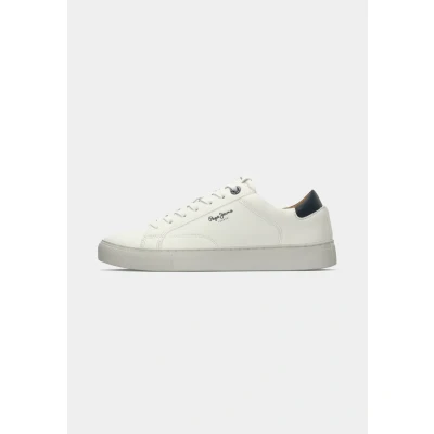 Image of Pepe Jeans Men&#039;s Joe Basic Sneak, White, 8 UK