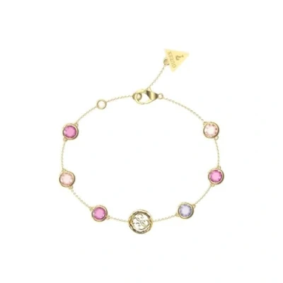 Image of Guess Petra Bracelet Yellow goldcoloured/fuchsia, Women&#039;s, Size: Large, gold coloured/fuchsia