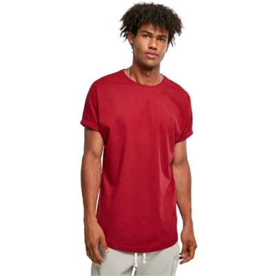 Image of Urban Classics LONG Shaped Turnup Basic Tshirt, Men&#039;s, Size: XXL, Brickred