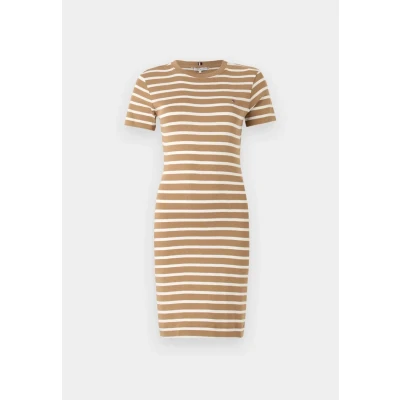 Image of Tommy Hilfiger NEW CODY SLIM Jersey dress, Women&#039;s, Size: Large, Hickory/ecru