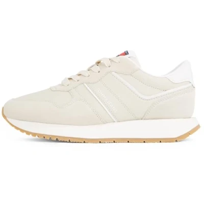 Image of Tommy Jeans Retro Runner Trainers, Women&#039;s, Size: 7, Newsprint Leather