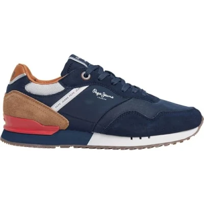 Image of Pepe Jeans Trainers, Men&#039;s, Size: 6.5, Marine blue Leather and textile
