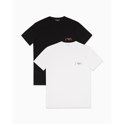 Image of Emporio Armani CREW NECK 2 PACK Undershirt, Men&#039;s, Size: Large, White/black