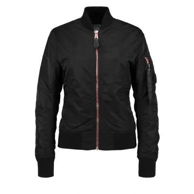 Image of Alpha Industries Bomber Jacket, Women&#039;s, Size: Small, Black/copper