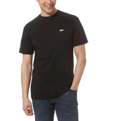 Image of Vans Men&#039;s Left Chest Logo Tee T Shirt, Black (Black White Grey Melange), S