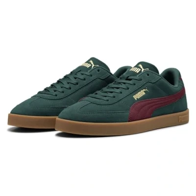 Image of PUMA Unisex&#039;s Club Ii Era Suede Sneaker, Green Terrain Ruby Shimmer, 4.5 UK