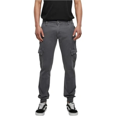 Image of Urban Classics Washed Jogging Cargo trousers, Men&#039;s, Size: 32, Darkshadow