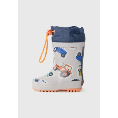 Image of Playshoes Gummistiefel Traktor Wellies for kids, Size: 3.5/4K, Dark blue/grey shoes