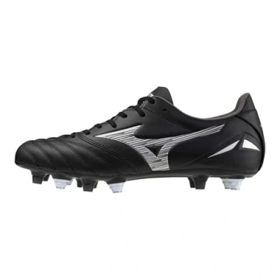 Image of Mizuno Morelia NEO IV PRO MIX Screwin stud football boots, Men&#039;s, Size: 9.5, Black/galaxy silver High quality imitation leather