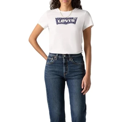 Image of Levi&#039;s THE Perfect TEE Print Tshirt, Women&#039;s, Size: Medium, White