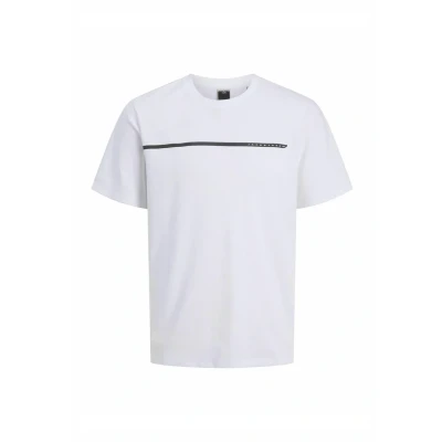 Image of Jack &amp; Jones Gedruckt Rundhalsausschnitt Print Tshirt, Men&#039;s, Size: Small, Bright white