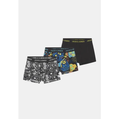 Image of Jack &amp; Jones Junior Jacsugar Skull 3 PACK Pants for kids, Size: 12y, Black/blazing yellow