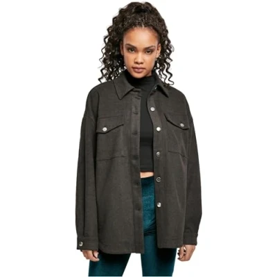Image of Urban Classics Ladies Classic Overshirt Light jacket, Women&#039;s, Size: 5XL, Charcoal