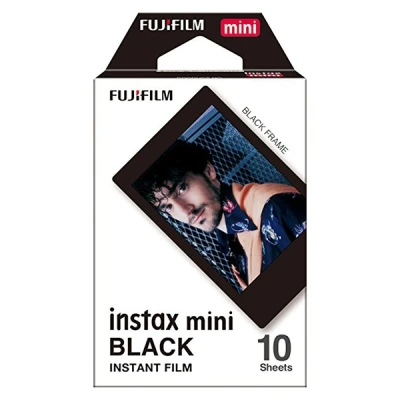 Image of instax mini instant film, Black border, 10 shot pack, suitable for cameras and printers
