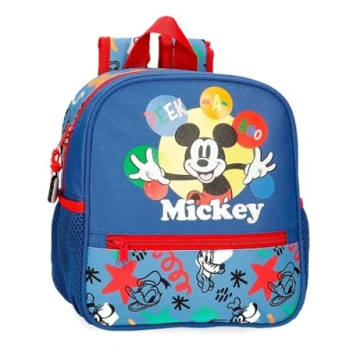 Image of Joumma Disney Mickey Peek a Boo Backpack Nursery Blue 21x25x10cm Polyester 5.25L, Blue, Daycare Backpack,