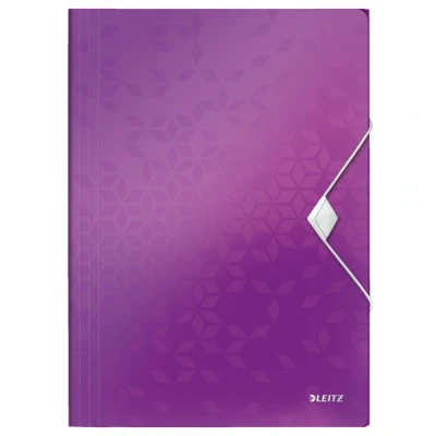 Image of Leitz 3 Flap Folder, Holds up to 150 A4 Sheets, Elastic Closure, Flexible Plastic, Purple, WOW Range, 45990062