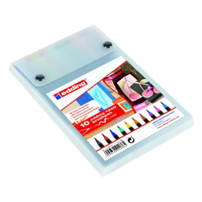 Image of edding 1340 brush pen set of 10 colourful, bright, delicate colours flexible nib felt for painting, writing and drawing bullet journals, hand lettering, mandalas, calligraphy