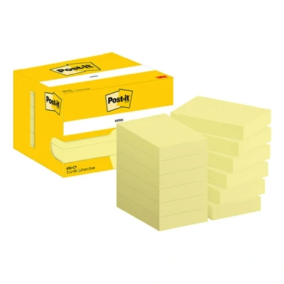 Image of Post it Notes Canary Yellow, Pack of 12 Pads, 100 Sheets per Pad, 76 mm x 102 mm, Yellow Color Self stick For Note Taking, To Do Lists &amp; Reminders