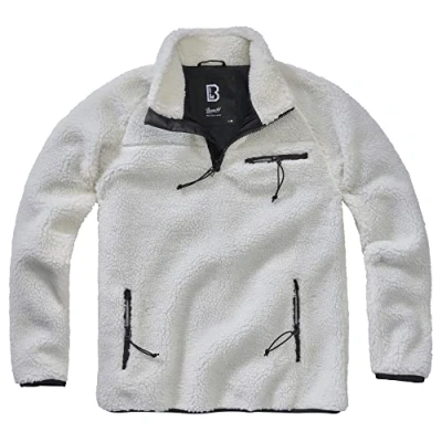Image of Brandit Men&#039;s Teddyfleece Troyer Pullover Sweater, White, S