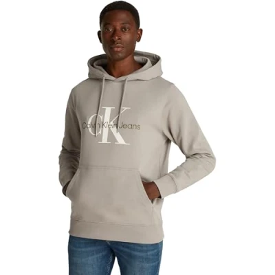 Image of Calvin Klein Jeans Seasonal Monologo Regular Hoodie Sweatshirt, Men&#039;s, Size: XXL, Rock ridge