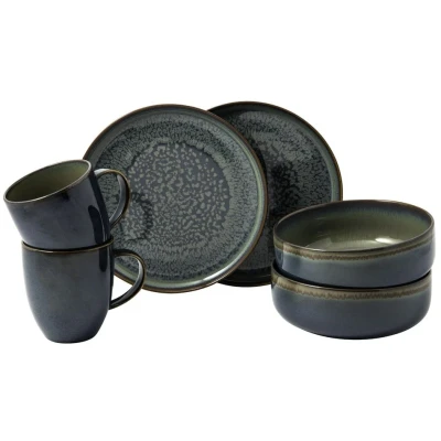 Image of Villeroy &amp; Boch Dinnerware Set Crafted Breeze Grey Blue 6 Piece