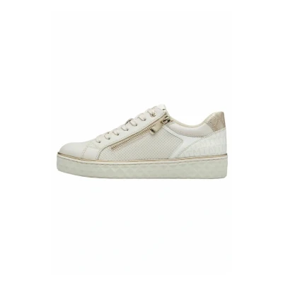 Image of MARCO TOZZI Women&#039;s Flat Trainers with Zip Vegan, Cream Comb 3, 4 UK