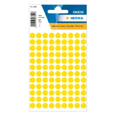 Image of HERMA Dot Stickers Yellow, 540 Labels, Ø 8 mm, 108 Labels per Sheet, Self Adhesive Round Colour Stickers, Blank Marking Dots, Sticky Circle for Color Coding Calendar