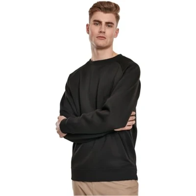 Image of Urban Classics Raglan ZIP Pocket CREW Sweatshirt, Men&#039;s, Size: Medium, Black