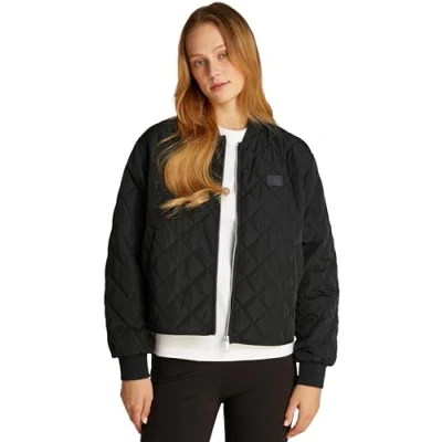 Image of Calvin Klein Jeans Quilted Jacket Bomber Jacket, Women&#039;s, Size: XL, Black