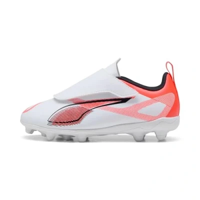 Image of Puma Ultra 5 PLAY FG/AG JR Unisex Moulded stud football boots for kids, Size: 1.5, White/black/glowing red Synthetics