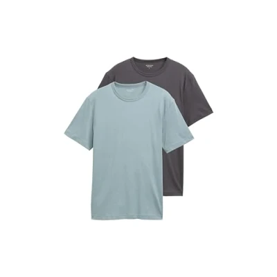 Image of TOM Tailor CREW NECK TEE 2 PACK Basic Tshirt, Men&#039;s, Size: Small, Grey mint