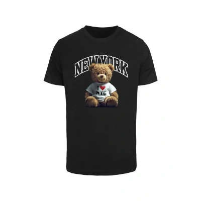 Image of Mister TEE NEW YORK College BEAR Print Tshirt, Men&#039;s, Size: Large, Black