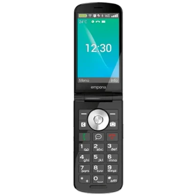 Image of emporiaTOUCHSMART.2 Flip Phone, Senior Phone Without Contract, 3.25&quot; Color Display, Emergency Button, High Volume, Large Keys, Charging Station, WhatsApp &amp; Messaging Function, Black