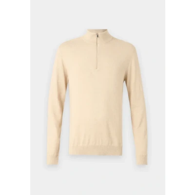 Image of Selected Homme Slhberg HALF ZIP Jumper oatmeal, Men&#039;s, Size: XS, Oatmeal