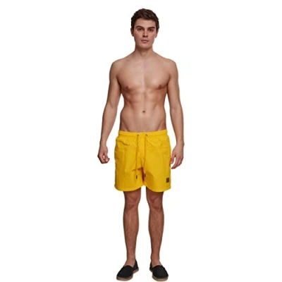 Image of Urban Classics Block Swimming shorts, Men&#039;s, Size: Medium, Chrome yellow