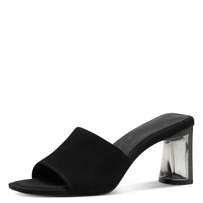 Image of Tamaris Damen Pantolette Leder Stilettoabsatz ANTIslide; BLACK, EU 36