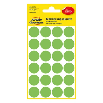 Image of Avery Zweckform 3174 Coding Dots (96 Pieces Diameter 18 mm 4 Sheets Light Green