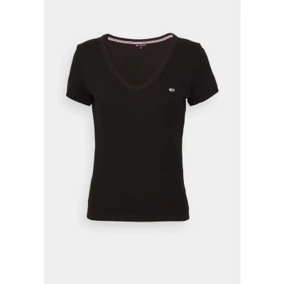 Image of Tommy Jeans SLIM Essential Basic Tshirt, Women&#039;s, Size: 6, Black