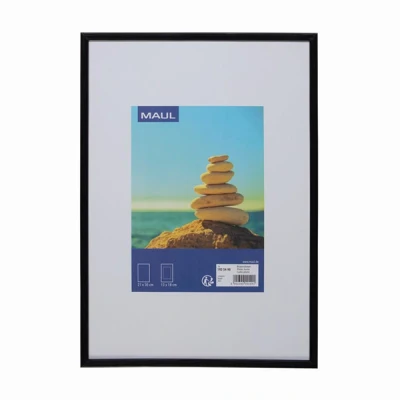 Image of Maul Plastic Picture Frame 21 x 30 cm for Hanging + Standing in Landscape and Portrait Format Elegant Slim Removable with Mount Insert Ideal Photos, Collage Pictures Black