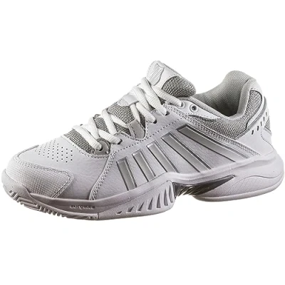Image of K SWISS Receiver V Multicourt tennis shoes, Women&#039;s, Size: 8, White/vapor blue/silver Leather and textile