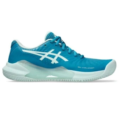 Image of Asics GEL Challenger 14 Clay court tennis shoes, Women&#039;s, Size: 3.5, Teal blue/soothing sea Imitation leather/ textile