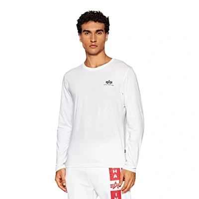 Image of ALPHA INDUSTRIES Men&#039;s Basic Ls Small Logo Long Sleeve Henley Shirt, White, M