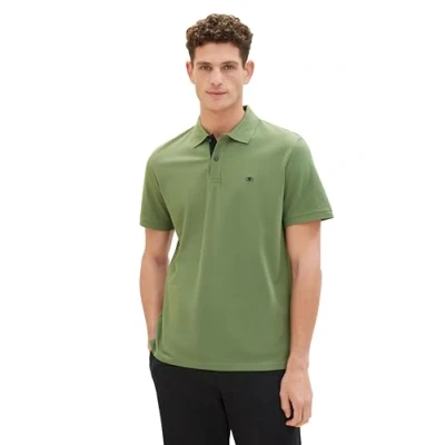 Image of TOM Tailor WITH Contrast Polo shirt, Men&#039;s, Size: Medium, Dull moss green