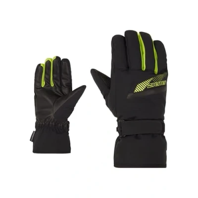 Image of Ziener Gordanus Men&#039;s Ski Gloves, Winter Sports, Waterproof, PFC Free, Black.Lime, 10