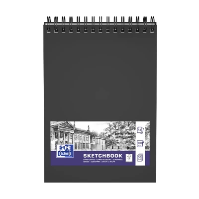 Image of Oxford Sketch Pad A4 Hard Cover with Spiral Bound, 100 Pages, g Paper, Black, Pack of 1