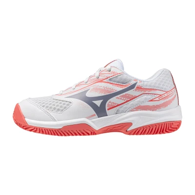 Image of Mizuno BREAK SHOT 5 Jr. CC Tennis Shoes White/Blue Granite/Calypso Coral Junior Size 3