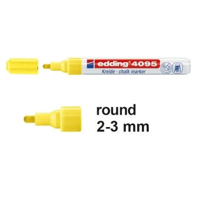 Image of edding 4095 chalk marker neon yellow 10 pens round tip 2 3 mm medium tipped wet wipe pen for chalkboards, windows, glass, mirrors liquid opaque coverage