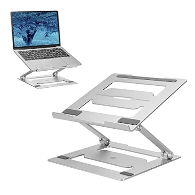 Image of ACT Aluminium Foldable Laptop Stand for Desk (Z Shape), Ergonomic Riser up to 15.6, Adjustable Height Positioning, Open Air Flow Design AC8135