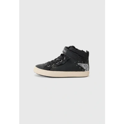 Image of Geox Kalispera Hightop trainers Black/dark silvercoloured for kids, Size: 11.5K, silver/coloured shoes